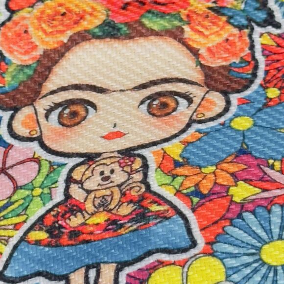 Frida Kahlo Handmade Mexican Artisan Jute HandBag Purse Beach Summer - Picture 3 of 10